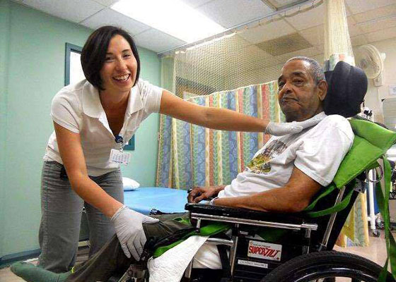 Nurse Assisting Veteran Patient